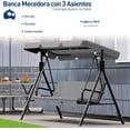 thumbnail image 2 of Banca Mecedora con 3 Asientos, Bluelander, Columpio Banca con Toldo, Banco para Jardín con Toldo, Gris, 2 of 6