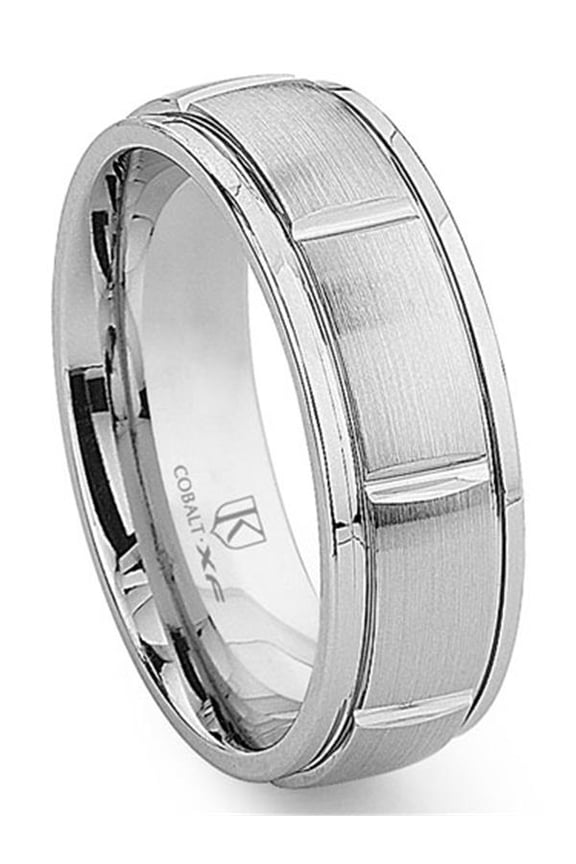 Cobalt Xf Chrome 8MM Newport Wedding Band Ring With Grooves Sz 9.0
