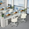 thumbnail image 6 of XINMICS Cute Vanity Chair with Cushion, Swivel Desk Chair with Wheels, White, 6 of 6