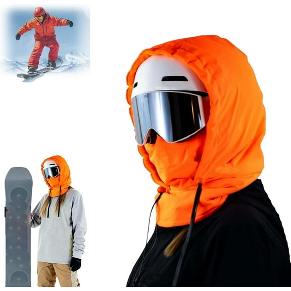 Waterproof Fleece Lined Hood - 3-in-1 Winter Balaclava Ski Mask with Drawstring for Skiing, Hiking, Cycling, Unisex Cold Weather Gear