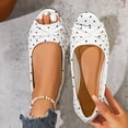 thumbnail image 2 of Wensltd Women's Shoes Peep Toe Ballet Flats Comfy Bow Flat Shoes Walking Spring Summer Daily Solid Color White, 2 of 9