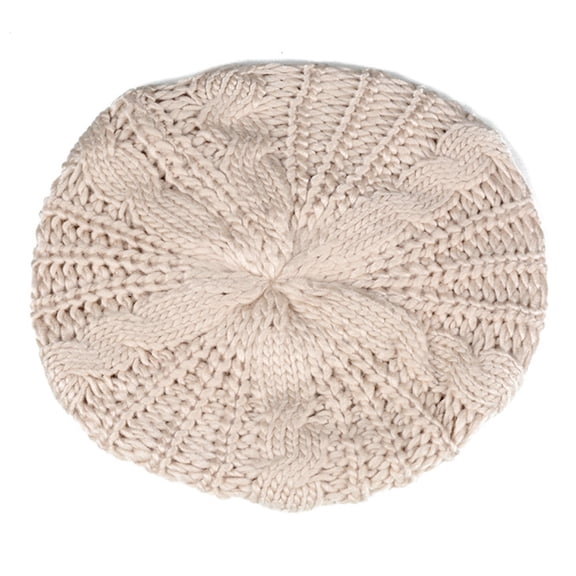 HUANLEDASH Women Fall Winter Hat Knitted Bonnet Solid Color Elastic Twisted Texture Keep Warm Beret Photo Prop Cap for Outdoor Activities Travel Cycling