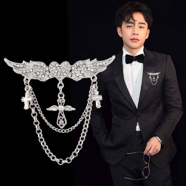 Mini Broche de Cristal Adornos Joyería Nupcial Perfecl Longitud 6.5 cm Plata
