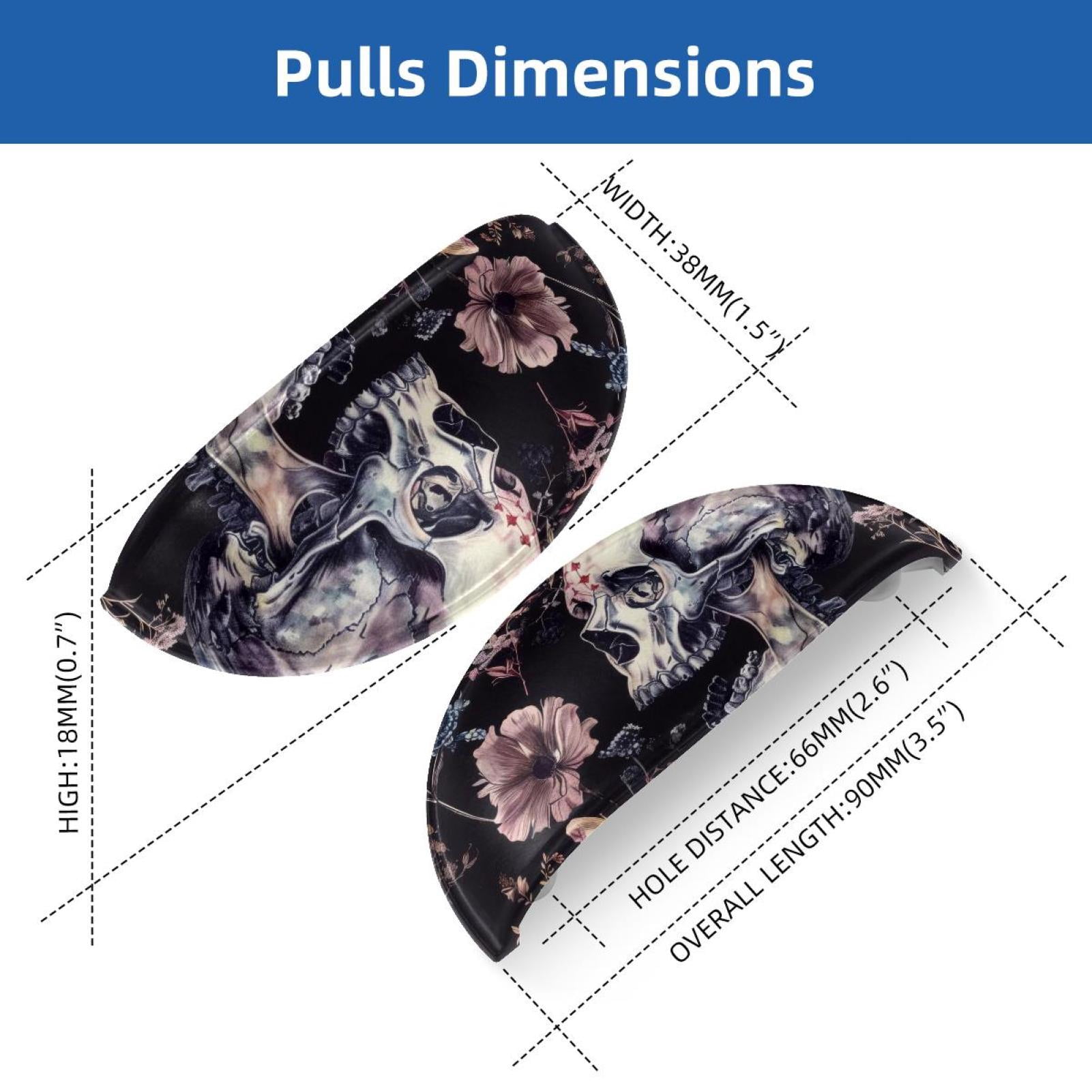 PhooArto 6 Pcs Cup Drawer Pulls, Skull Pink Flowers Pattern Shell Shape Handles Cabinet Knobs for Dresser Cupboard Closet Wardrobe with Screws