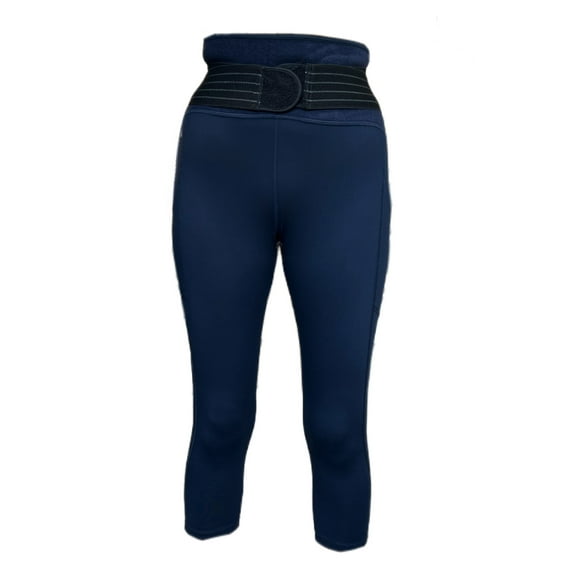 TOMMIE COPPER Women's Adjustable Strap Back Support Pro 19" Leggings, Navy, 2X