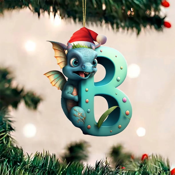 Decoraciones De Dragón De Dibujos Animados Colgantes lindos del dragón de la Navidad letra de acrílico en forma exquisita para el coche del árbol de Navidad