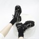 thumbnail image 2 of Primavera 2024, zapatos de cuero de suela gruesa para mujer de estilo británico a la moda, diseño de punta cuadrada, tacones gruesos, serie negra, cuero genuino. 38, 2 of 5