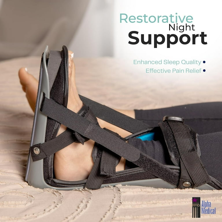 Alpha Medical Plantar Fasciitis Heel Foot Night Splint Sleeping Boot for Stretching P.F. Night Splint w Wedge for dorsiflexion Achilles