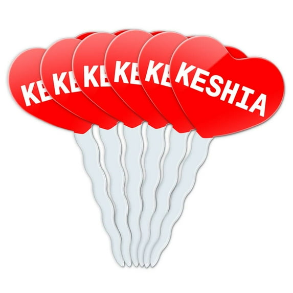 Keshia Heart Love Cupcake Picks Toppers - Set of 6