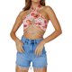 thumbnail image 3 of VISgogo Mujeres Cross Halterneck Tops Estampado floral Slim Fit Sin mangas Backless Tie-up Crop Tops para verano VISgogo moda, 3 of 7