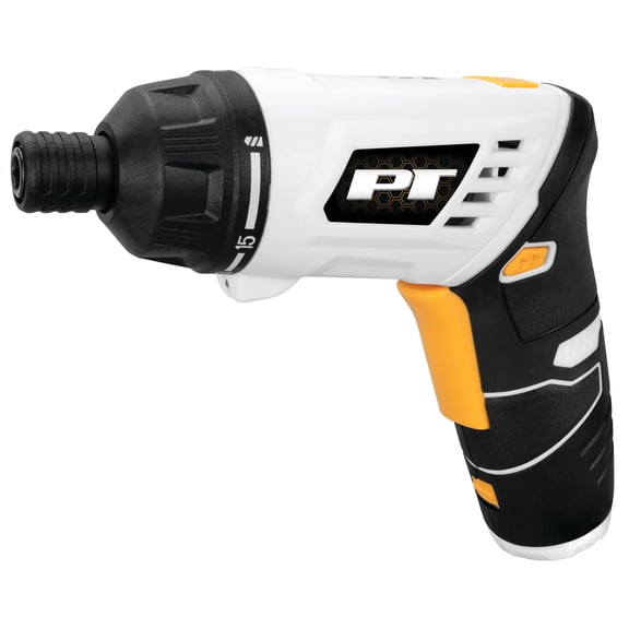 Performance Tool W7730 4V Li-Ion Folding Screwdriver w/ LED Light - 1/4 in. Drive, USB-C Charging, Extensions Included, Gray/Yellow