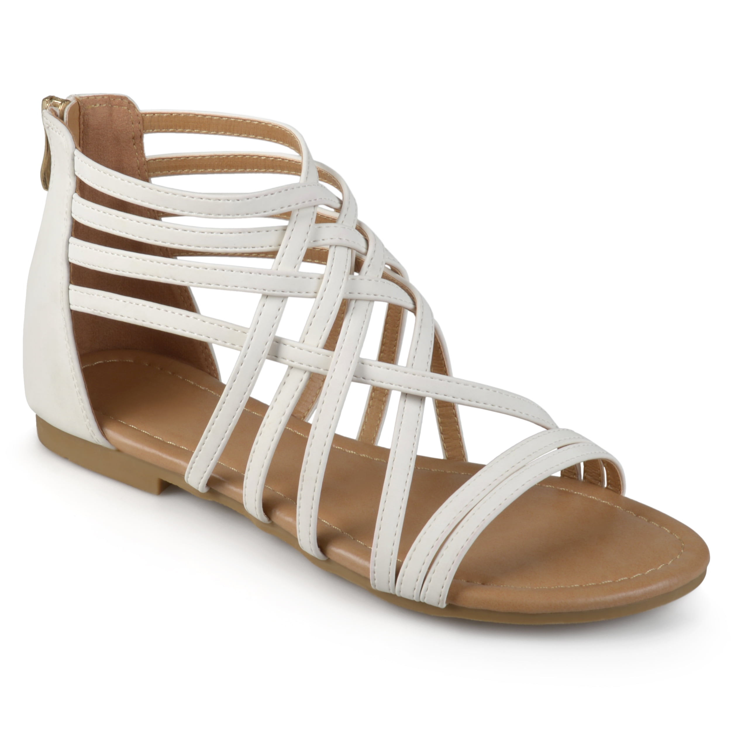 strappy flat white sandals