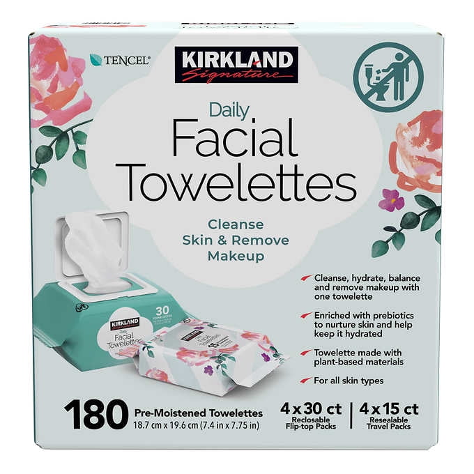 KS Daily Facial Towelettes, 180 count