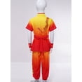 thumbnail image 4 of Lejafay Kids Boys Girls Kung Fu Suit Short Sleeve Wing Chun Tops with Pants Belt Cuffs Set Martial Yellow&Red 140, 4 of 7