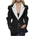 thumbnail image 1 of RXMEKW Slim Lapel Blazer for Women Long Sleeve Button Front Office Jacket for Work Solid Color, 1 of 8