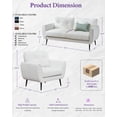 thumbnail image 6 of LAZZO 61" Faux Leather Loveseat, Mid Century Modern Tufted 2-Seat Sofa for Small Spaces, White, 6 of 8