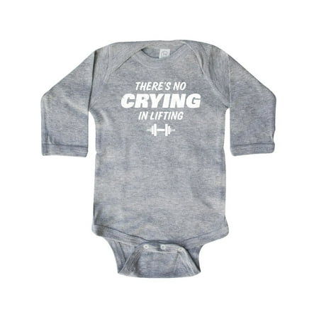 

Inktastic No Crying In Lifting Gift Baby Boy or Baby Girl Long Sleeve Bodysuit
