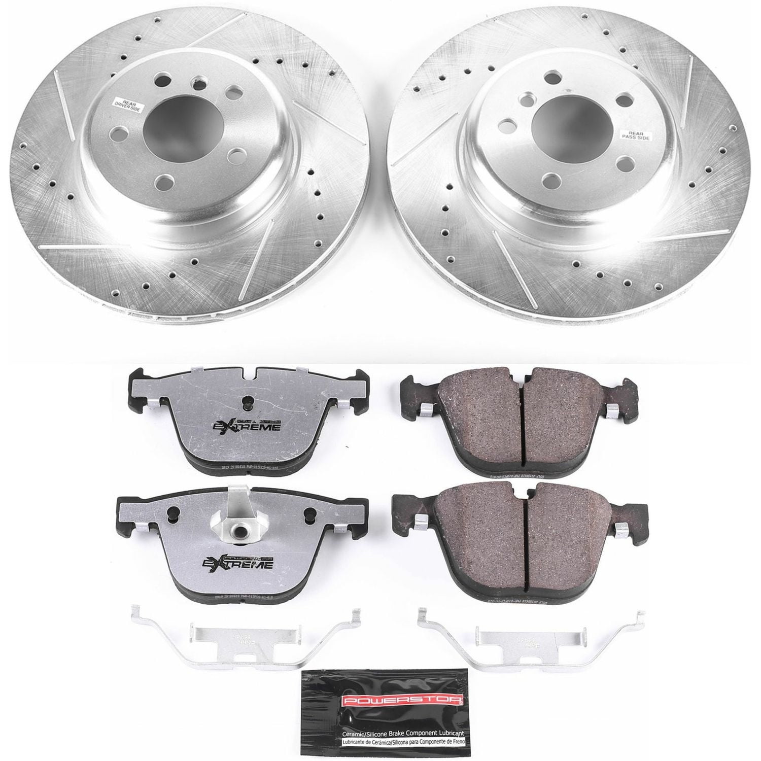 PowerStop Rear Z26 Street Warrior Carbon-Fiber Ceramic Brake Pad and Drilled and Slotted Rotor Kit Fits: BMW Select Models K6035-26