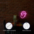thumbnail image 3 of Letrero decorativo de neón con forma de lengua LED para labios, color rosa, 23 x 26 cm, 3 of 7