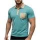 thumbnail image 1 of Camisas de Manga Corta de los Hombres Casual Color Bloqueado Botón de Solapa de Bolsillo Casual Top Transpirable, Manga Corta Tops de Verano para el Ejercicio, 1 of 6