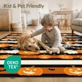 thumbnail image 4 of ODIKA 6'x9' Washable Area Rug Easy Care, Non-Shedding, Pumpkin Halloween Bat Vintage Spooky Ghost Stripes Motif Festive for Queen Size Bedroom Under Bed Master Suite, 4 of 7