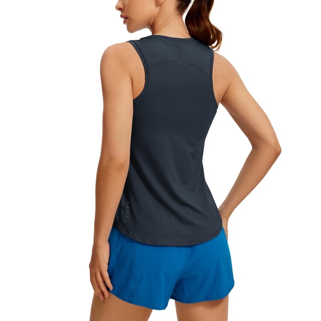 Musculosa CRZ YOGA sin mangas con espalda nadadora y cuello alto color azul marino talla S