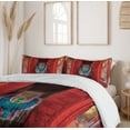 thumbnail image 6 of Ambesonne Egypt Duvet Cover Sets, Ornamental Bird Composition, 2-King, Teal and Red, 6 of 7