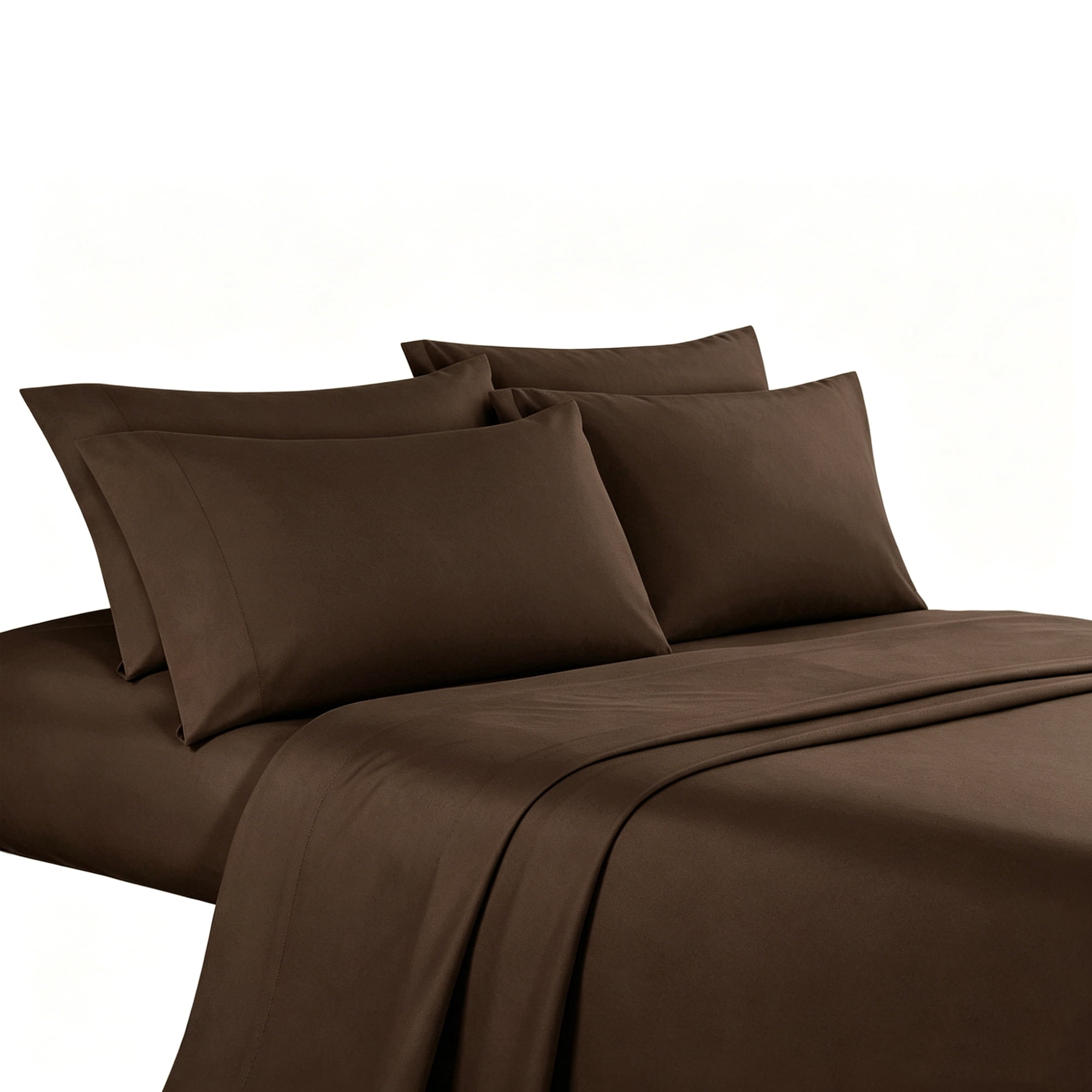 4-Piece Microfiber Bed Sheet Set,Soft Wrinkle‑Resistant Bedding,KING,Brown