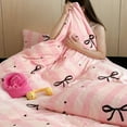 thumbnail image 5 of Pink Bow Comforter Set Queen Luxury Milk Fleece Bedding Set Cute Bowknot Bow Tie Girls Bed Set Dreamy Princess Style Bedroom Decor Aesthetic Soft Fluffy Velvet Feel Quilt 3 Pieces 1 Pink Comforter 2, 5 of 8