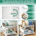 thumbnail image 4 of Large 2 Tier Dish Drying Rack with Drainboard, Rustproof Stainless Steel Kitchen Dish Drainer Set with Utensil/Cup/Cutting Board Holder, Space Saving Countertop Organizer, White, 4 of 6