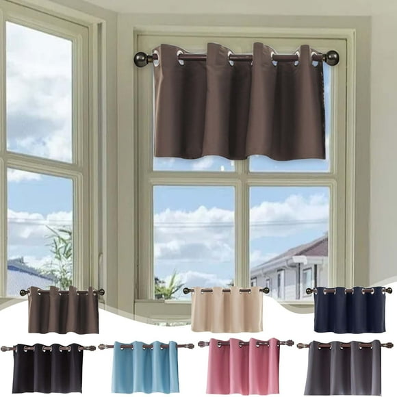 Fufafayo 7Pcs Blackout Short Curtains, Light Blocking Window Curtains for Kitchen, Bathroom and Office, Thermal Insulated Privacy Curtains, Decorative Window Treatment for Home, Modern Minimalist