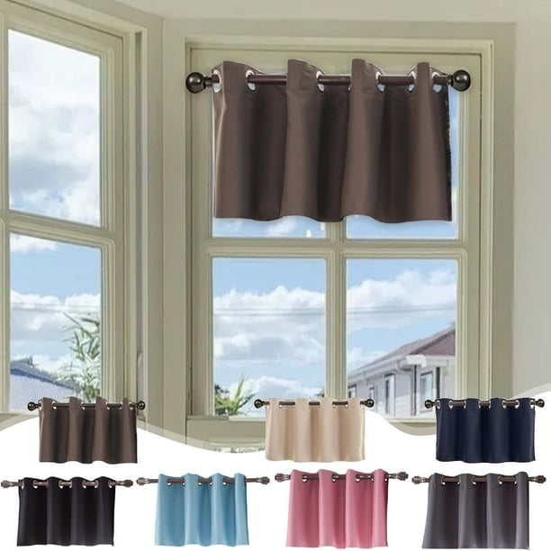 Cortinas cortas que bloquean la luz para la ventana de la cocina | Cortina opaca | Tejido de poliéster | Fácil de colgar | Café Beige Azul Rosa Gris Marino | 74x36cm | 1 Panel | Decoración moderna