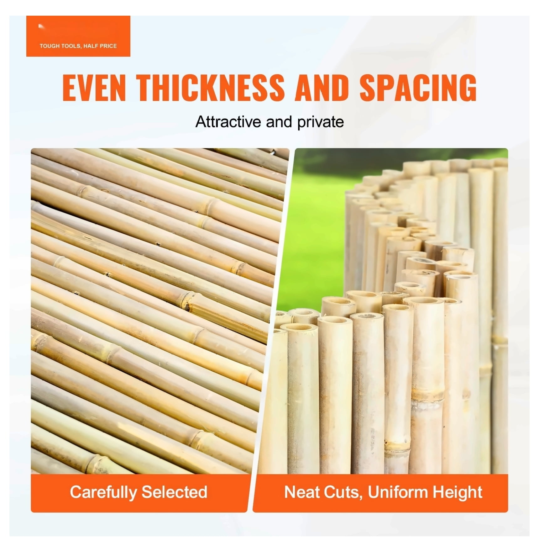 Bamboo Fence 4ft x 6ft Rolled Natural Bamboo Screening for Privacy - Outdoor Garden Fence Roll - Patio Deck Decorative Bamboo Wall Panel