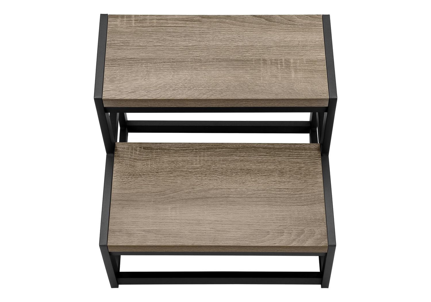 Monarch Specialties  Escabeau, Tabouret À Une Marche, Chambre À Coucher, Cuisine, Métal Noir, Stratifié Taupe Foncé, Contemporain