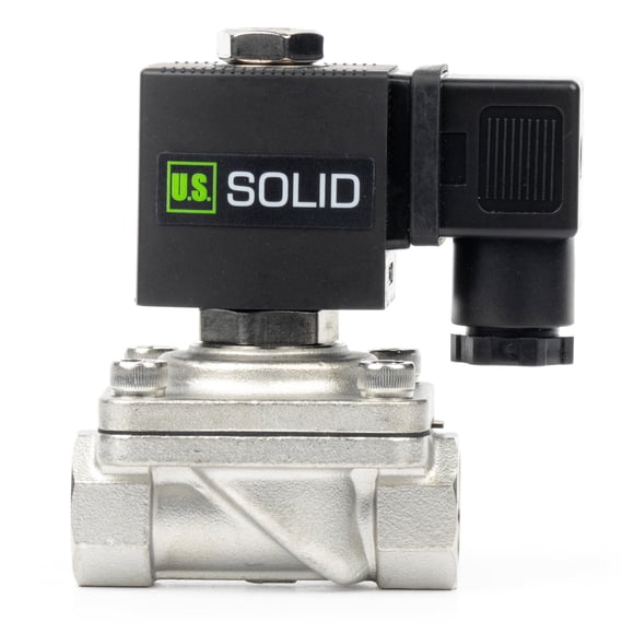 U.S. Solid Électrovanne en Acier Inoxydable 1/2 Pouces - 110V AC Électrovanne Électrique Normalement Fermée avec Joint Viton, Type Boîte de Jonction