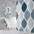 Blue and Grey Shower Curtain for Bathroom, Light Blue White Dark Gray