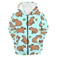 thumbnail image 3 of SonxaHe Infant Boys Hooded Sweatshirt Cartoon Capybara Long Sleeve Shirt Kids Loose Cozy Sports Autumn Sweatshirts Green,Sized 18-24 M, 3 of 3