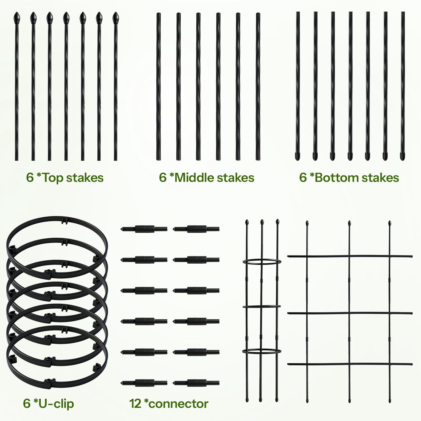 2 Pack Garden Trellis  47" For Potted Plants Tomato Cages Plant & Supports Vines Crop Climbing Indoor Outdoor Flower Vegetable Pots