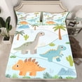 thumbnail image 2 of jejeloiu Kawaii Dinosaur Twin Sheet Sets,Hawaii Coconut Tree Bedding For Dino Boys 3 Pieces, 2 of 7