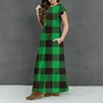 thumbnail image 6 of Maxi Dresses for Girls with Pockets Size 6-12 Kids Trendy Ruffle Short Sleeve Crewneck Plaid Printed Pullover Vacation Long Dress, 6 of 7