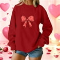 thumbnail image 1 of Xuyuer Valentine's Day Women's Bow Lover Heart Print Round Neck Loose Hoodie Long Sleeve Top, Cute Casual Pullover for Valentine's Day Gifts, Date Nights and Everyday Cozy Wear, 1 of 5