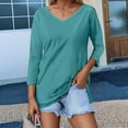thumbnail image 2 of Tops for Women Trendy Women S Tops Long Sleeved Metallic Top Raglan Sleeve Wool Long Sleeve Surplice T Shirt for Work Casual Athletic Shirt Cute Summer Full Sleeves Top Quarter Dark Green S, 2 of 4