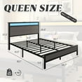 thumbnail image 4 of Queen Bed Frame with Headboard & Footboard, Bed Frame with Built-in Charging Station & LED Light, Storage Shelf, Noise-Free, No Box Spring Needed, Easy Assembly, Rustic Grey, 4 of 8