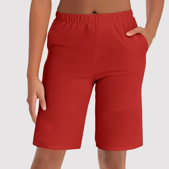 qolati Womens Pajama Shorts 2025 Summer Elastic Soft Comfy Sleep Bermuda Shorts Stylish Casual Lounge Pjs Bottoms with Pockets