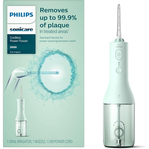 Philips Sonicare Power Flosser 2000 Cordless, Oral Irrigator for a complete clean in 60 seconds, Mint, HX3822/14
