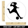 thumbnail image 2 of Soccer Player Woman Kicking Ball Association Football Self-Inking Rubber Stamp Ink Stamper - Lime Green Ink - Small 3/4 Inch, 2 of 7