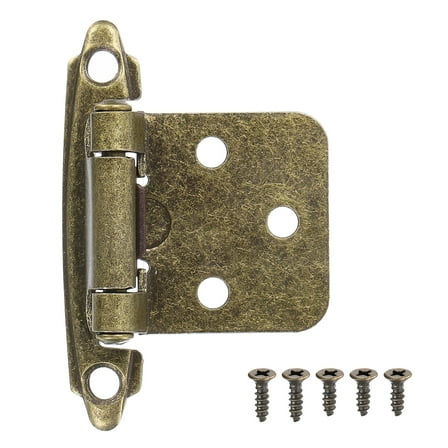 Uxcell 1/2 Inch Overlay Cabinet Hinges, 6 Pcs Self Closing Flush Mount Cabinet Door Hinges with Door Bumper, Bronze