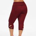 thumbnail image 6 of SRSTRAT Women's Capri Yoga Pants with Pockets Workout Out Leggings Stretch Waist Pocket Yoga Gym Cropped Trousers Wine L, 6 of 7