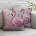 thumbnail image 3 of Pratyus Short Plush Flamingo Roses Home Furnishing Pillow Case Decorative Pillowcase - Square Design 18x18in, 3 of 5