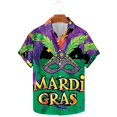 thumbnail image 2 of Aloohaidyvio Mens Mardi Gras Clothing Men's Holiday Hawaiian Button Down Short Sleeve Shirt 2025 Mardi Gras Shirts Clearance, 2 of 5